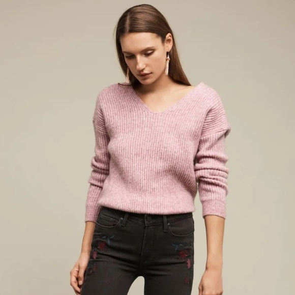 Angel Of The North Sweaters - Anthropologie Angel Of the North Cropped Sweater Purple Twist Back Wool M NWOT